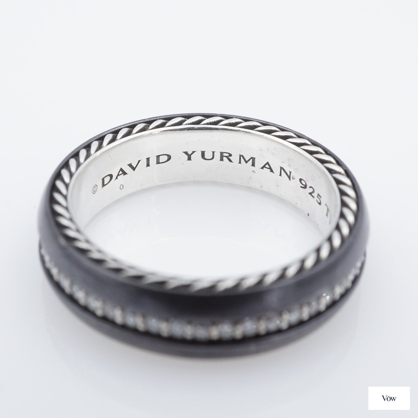 David Yurman Streamline Diamond Ring — Sterling Silver & Titanium — Authentic Pre-Owned