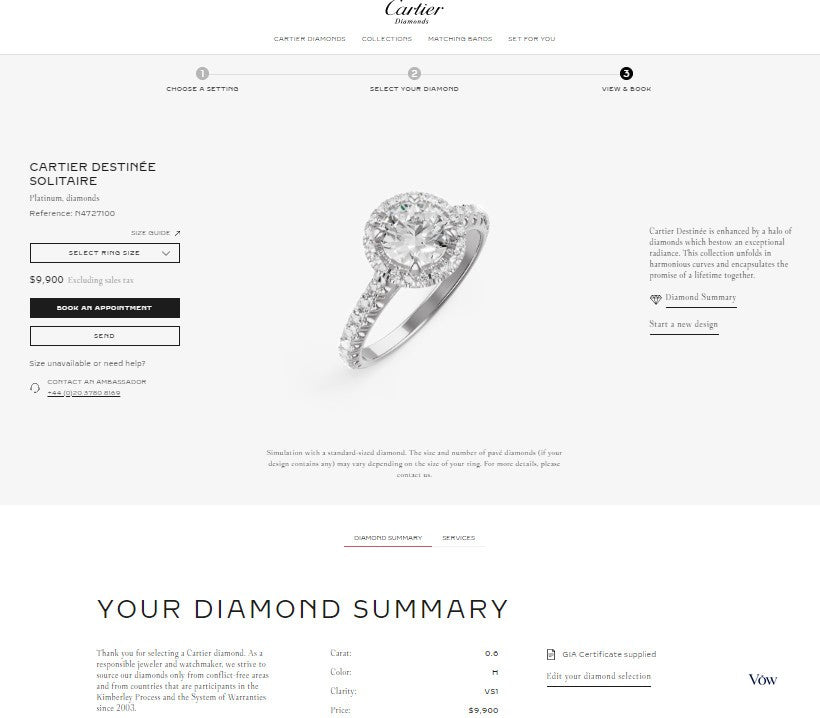 Cartier Destinée — 0.60ct Diamond Engagement Ring, Platinum — Authentic Pre-Owned
