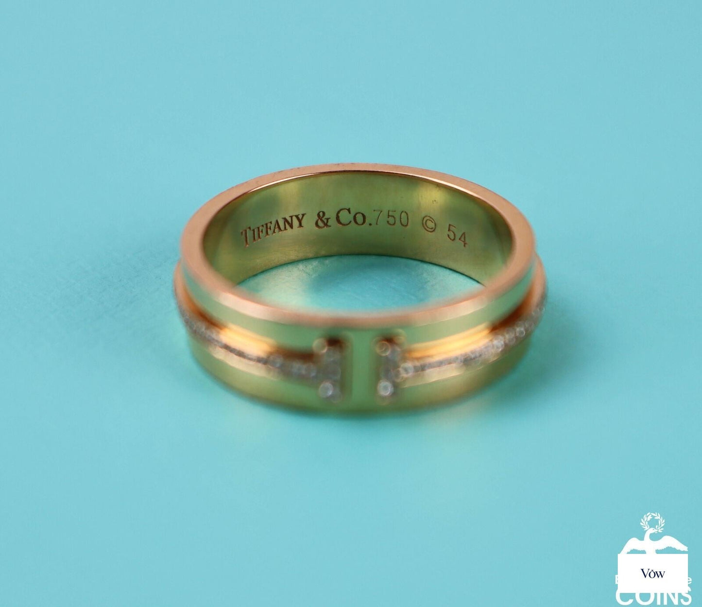 Tiffany & Co. Wide T Band — 0.12ct Yellow Gold Ring — Authentic Pre-Owned