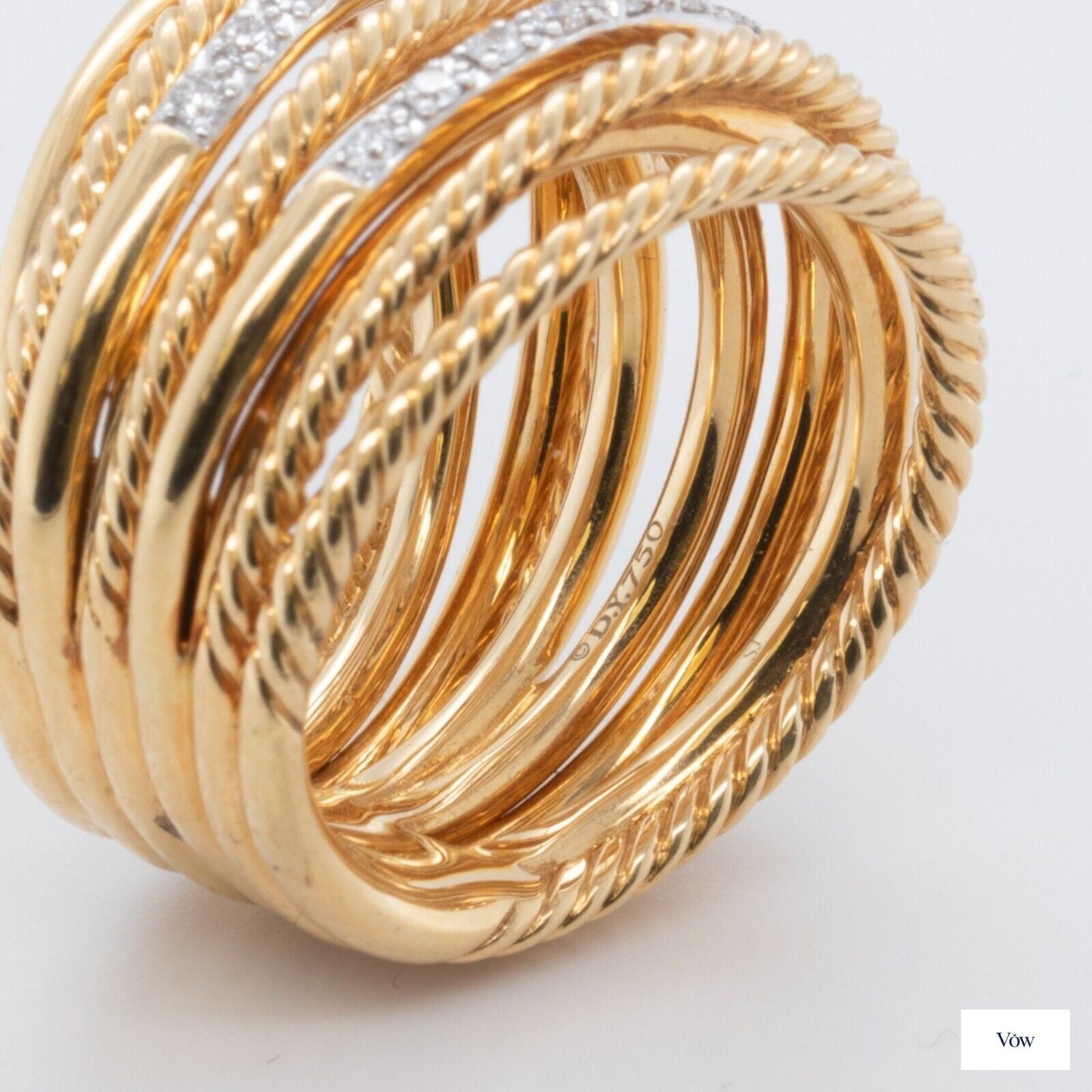 David Yurman Double Diamond Crossover — 0.33ct, 18k Yellow Gold — Authentic Pre-Owned