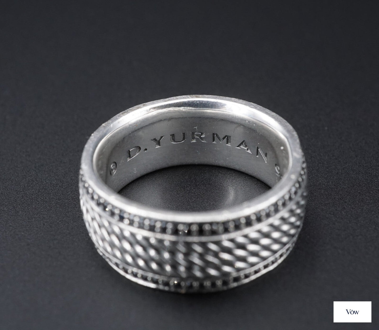 David Yurman Sterling Silver Ring — Black Diamond Statement — Authentic Pre-Owned