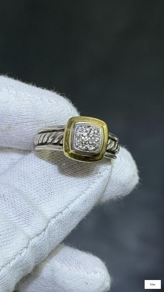 David Yurman Vintage Diamond Ring — Two-Tone Gold, Size 8 — Authentic Pre-Owned