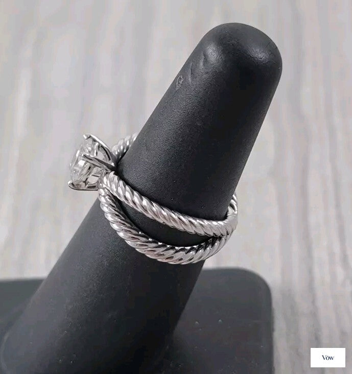 David Yurman Crossover Cable — 1.00ct Round Diamond Platinum Ring — Authentic Pre-Owned