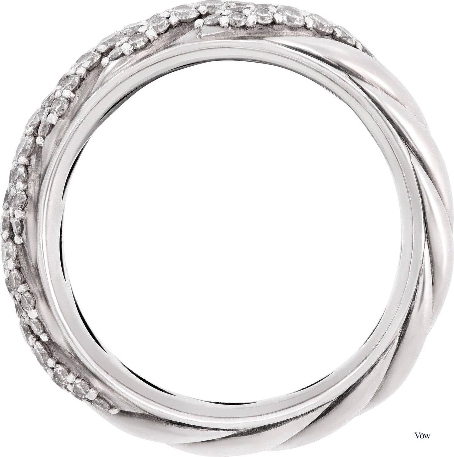 David Yurman Cable Ring — Sterling Silver with Diamonds, Size 6.75 — Authentic Pre-Owned