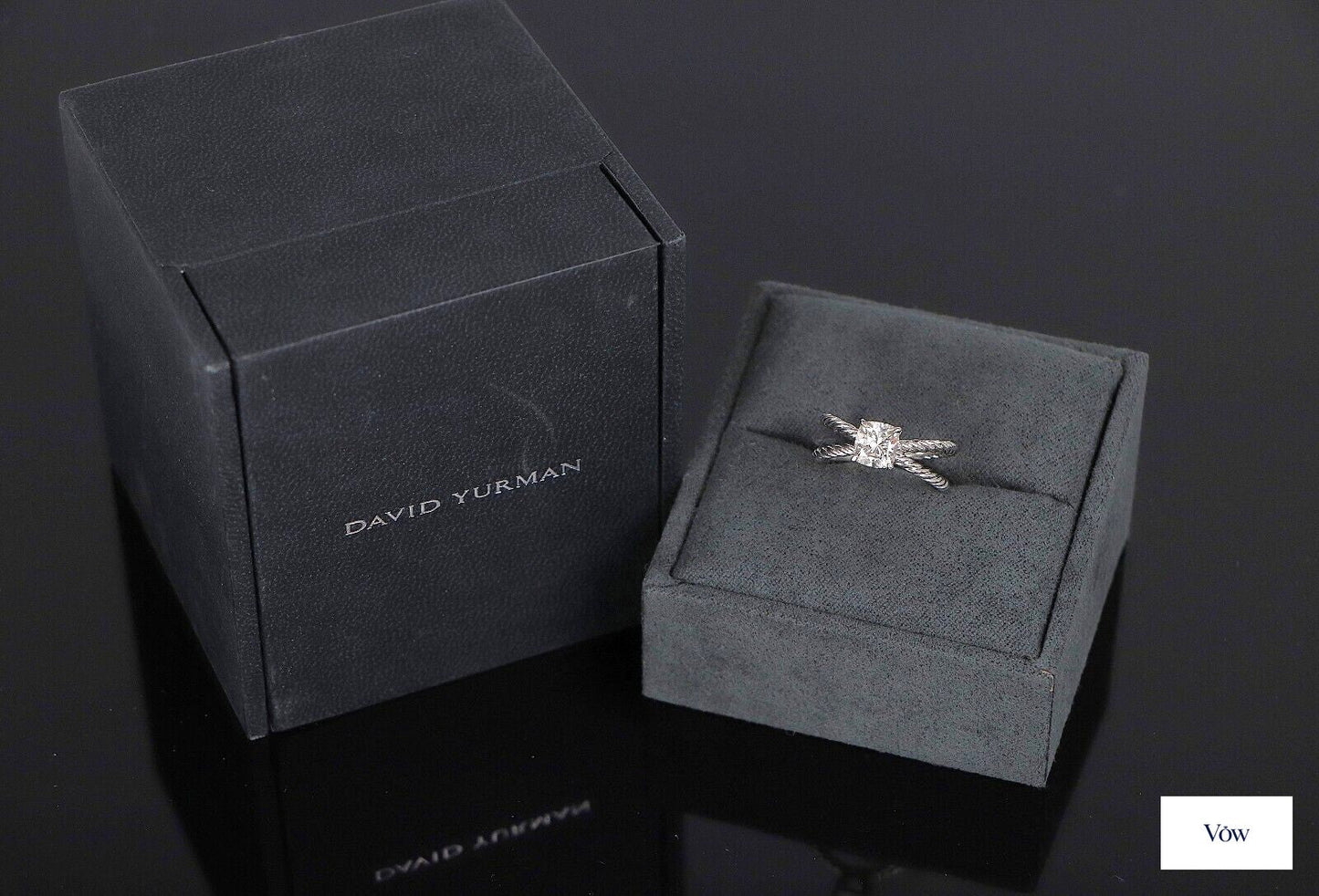 David Yurman Crossover Platinum Ring — 1.10ct Cushion Diamond — Authentic Pre-Owned