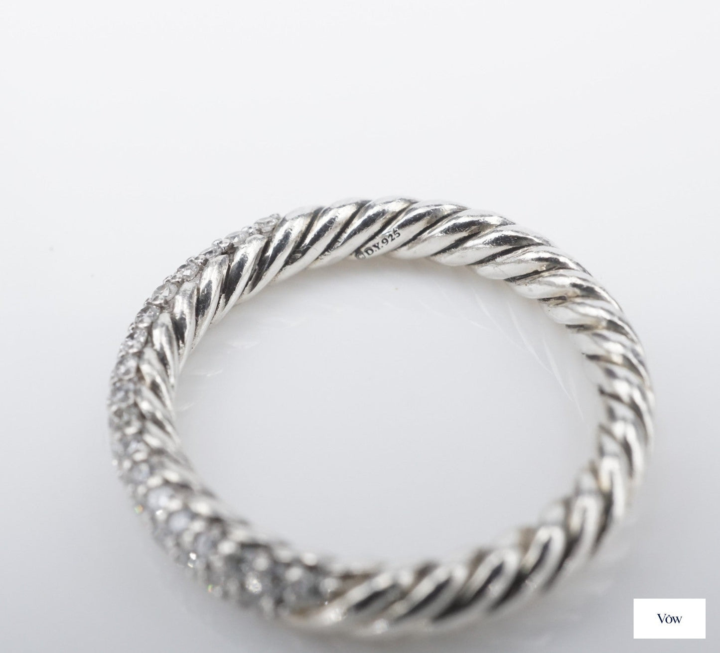David Yurman Petite Pave Stack Ring — Sterling Silver — Authentic Pre-Owned