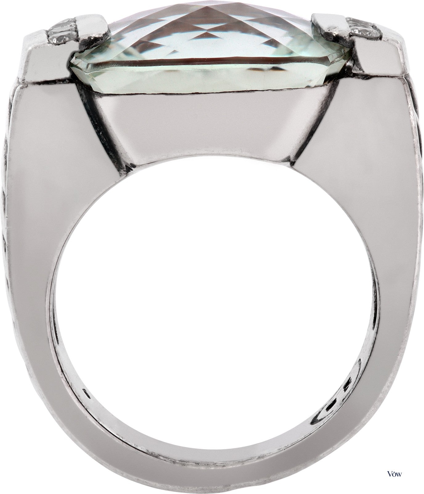 David Yurman Prasiolite & Diamond Ring — Sterling Silver — Authentic Pre-Owned