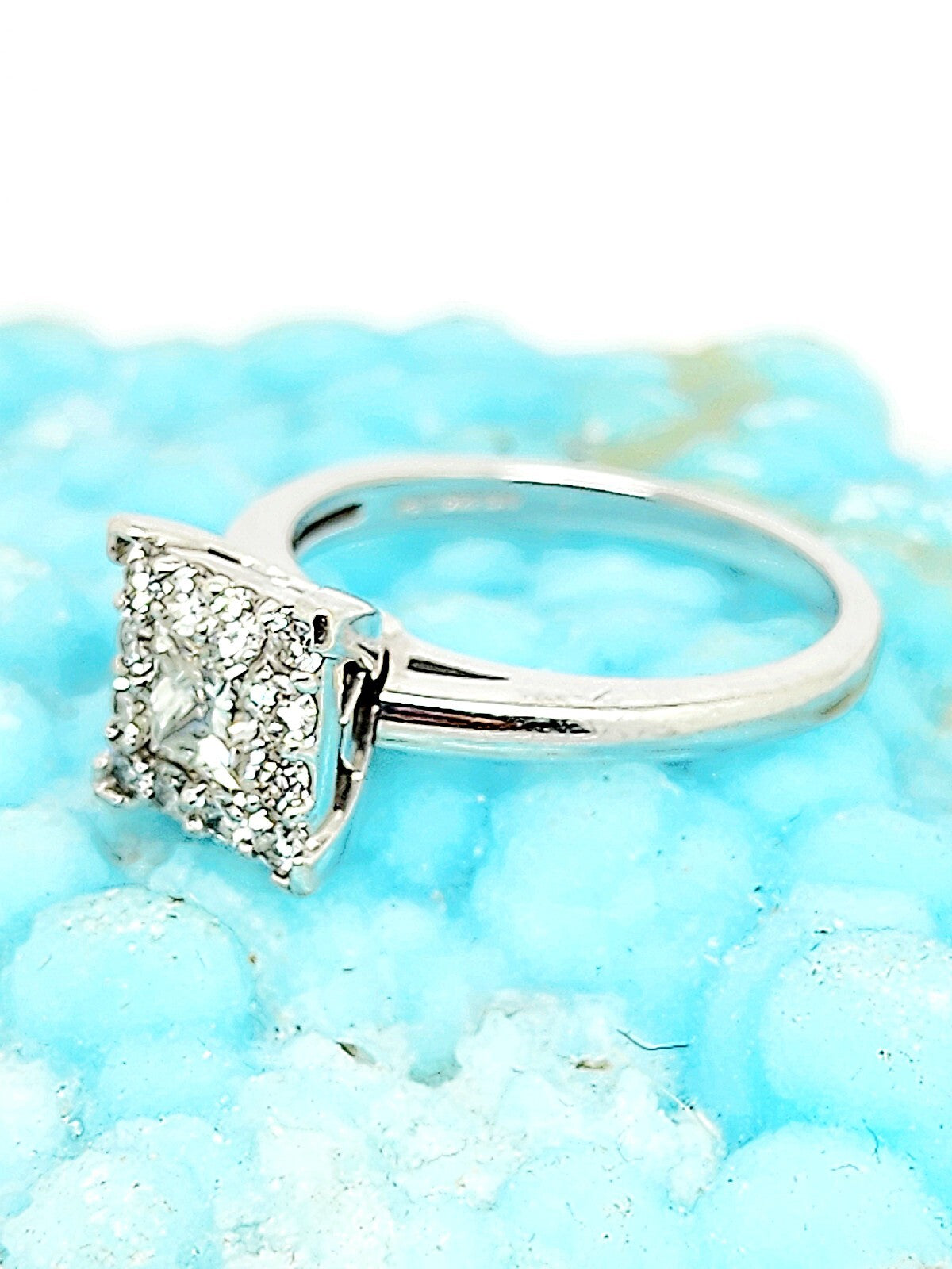 0.50ct Square Modified Brilliant Diamond Halo Ring — GIA Certified, 14k White Gold