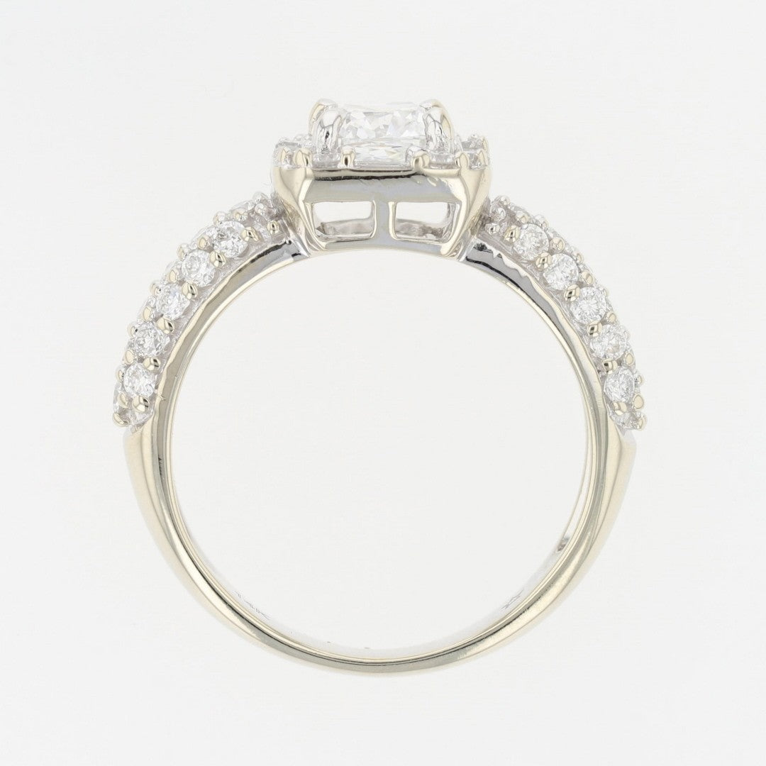0.75ct Cushion Modified Brilliant Diamond Halo Engagement Ring — GIA Certified, 14k White Gold
