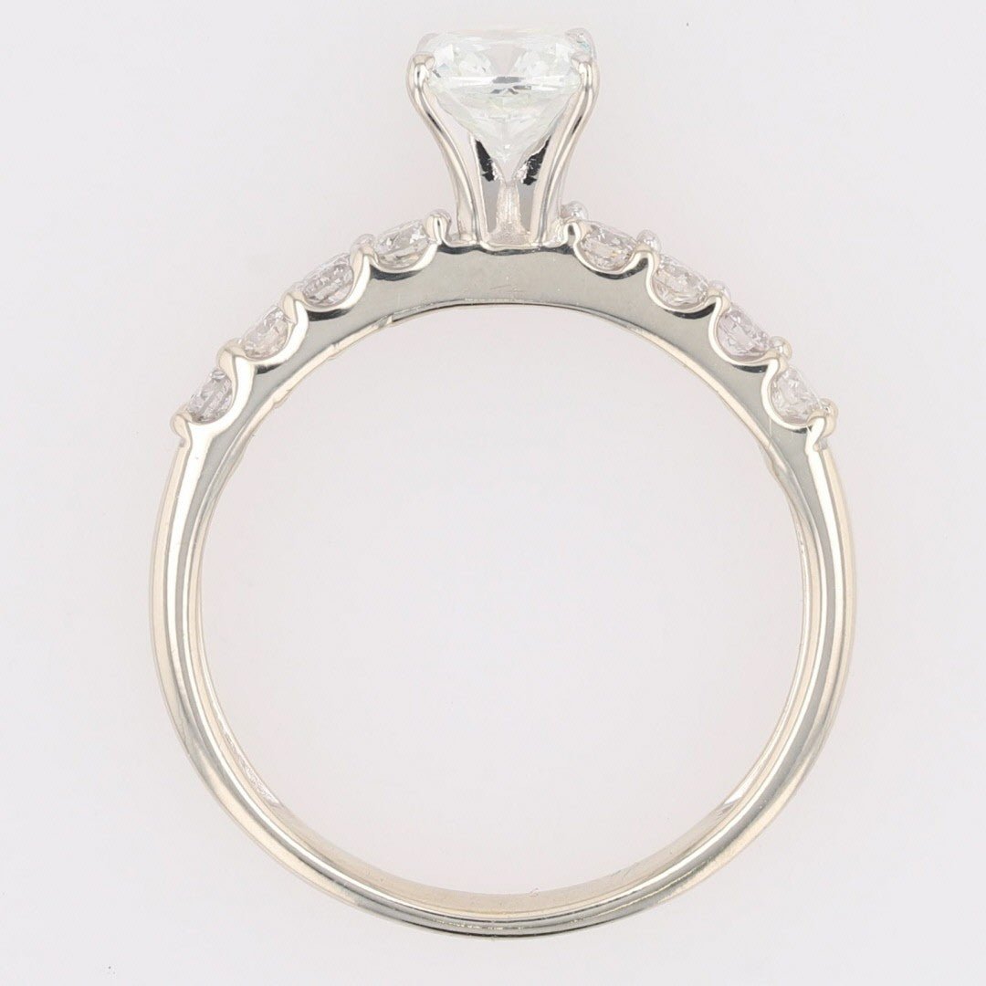 1.01ct Cushion Diamond Solitaire with Accents Engagement Ring — GIA Certified, 14k White Gold