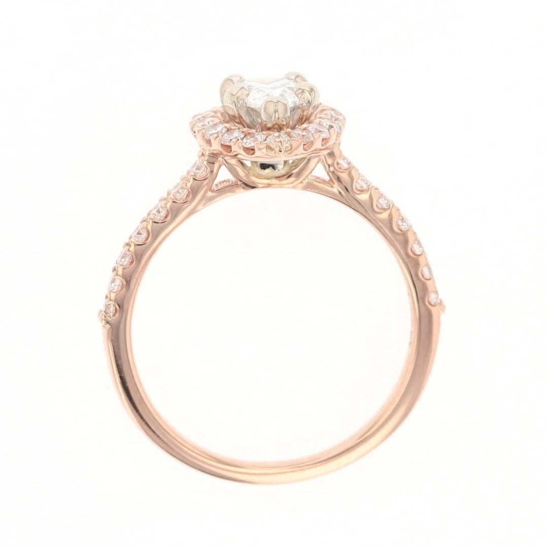 0.55ct Pear Brilliant Diamond Halo Engagement Ring — GIA Certified, 14k Rose Gold