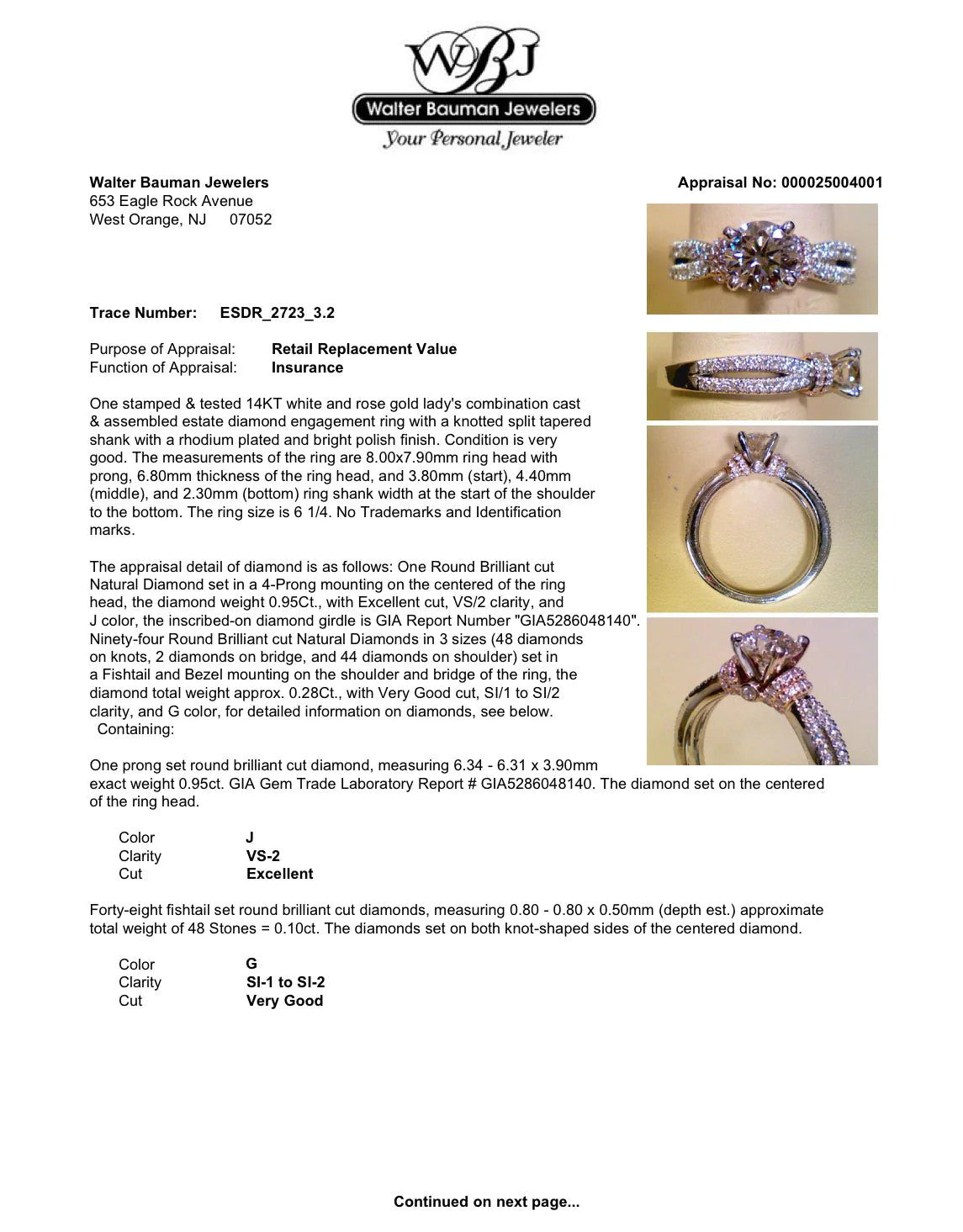 0.95ct Round Brilliant Diamond Engagement Ring — GIA Certified, 14k Two-Tone Gold