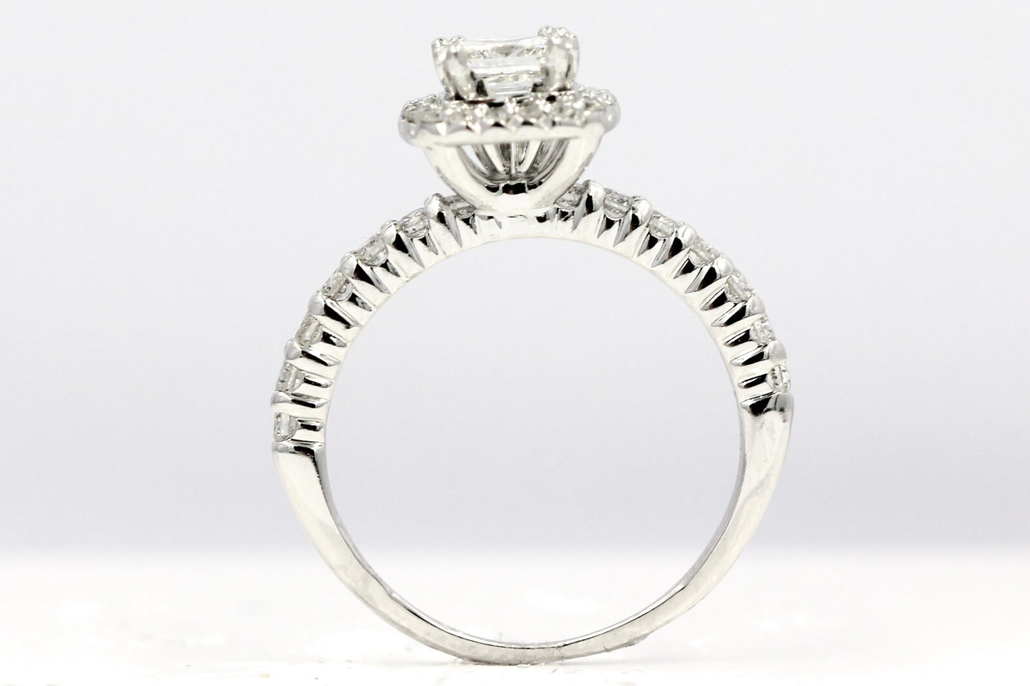 0.70ct Square Modified Brilliant Diamond Engagement Ring — GIA Certified, 14k White Gold