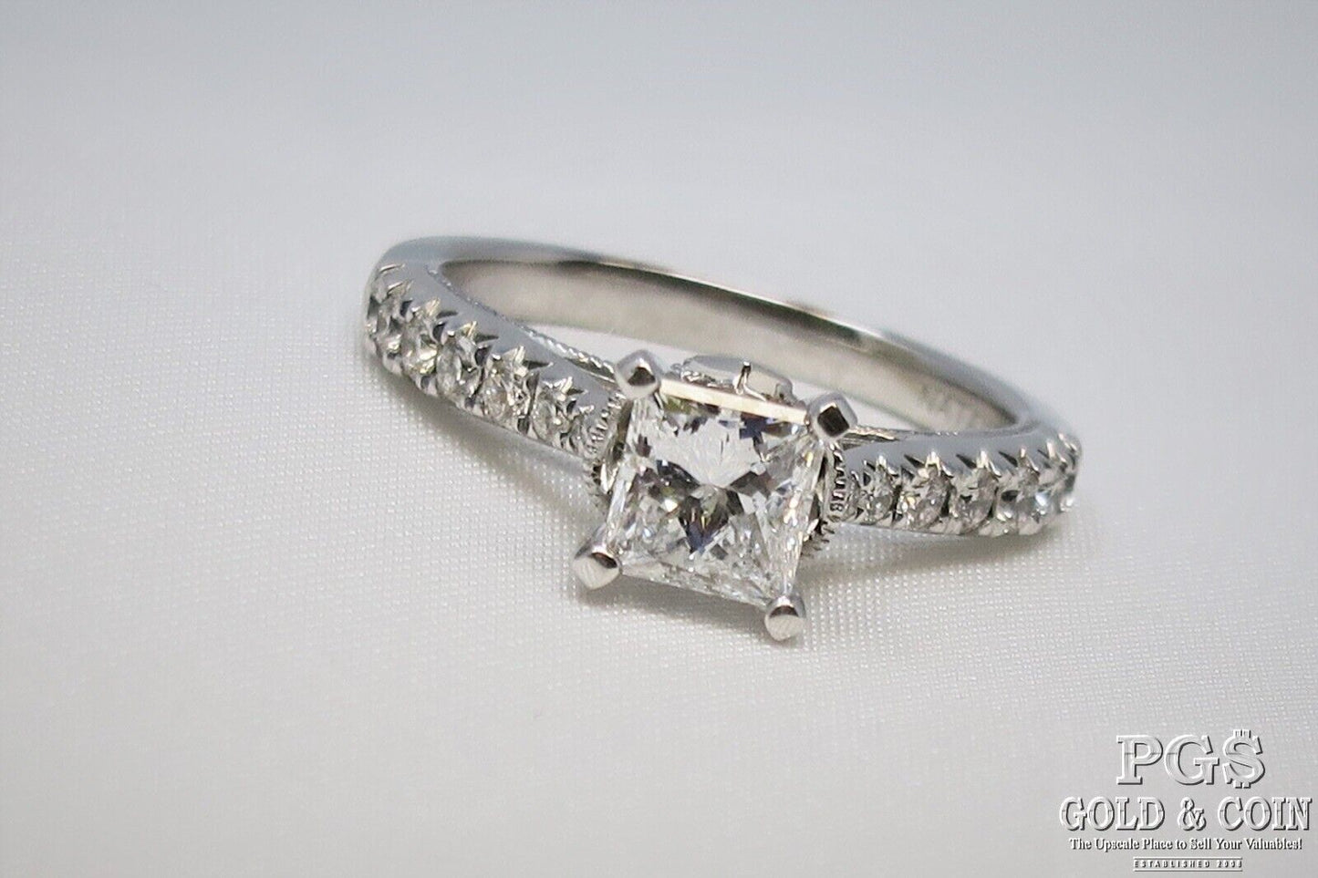0.91ct Princess Diamond Engagement Ring — GIA Certified, 14k White Gold