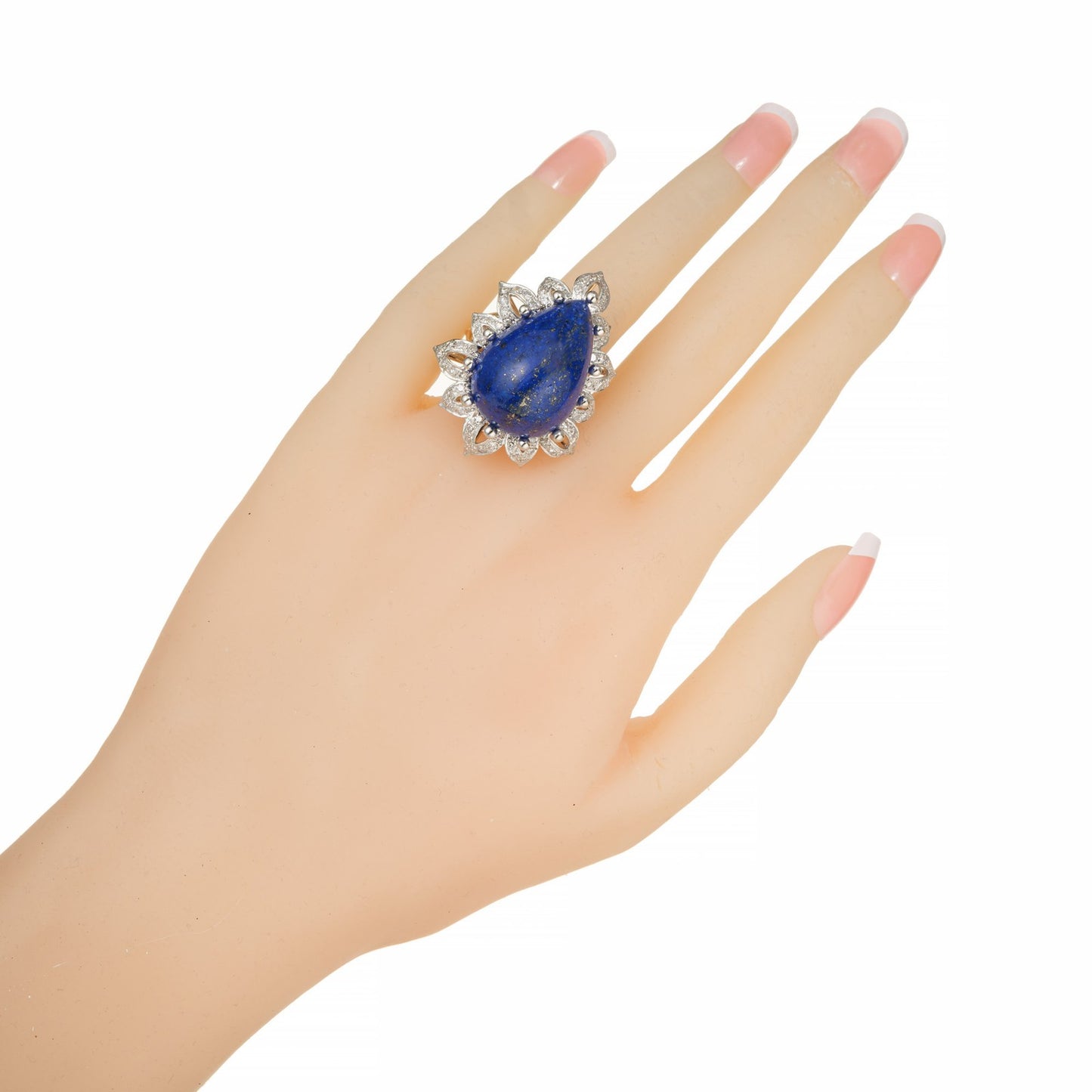 30.00ct Pear Lapis Lazuli Cocktail Ring — GIA Certified, 14k Yellow Gold