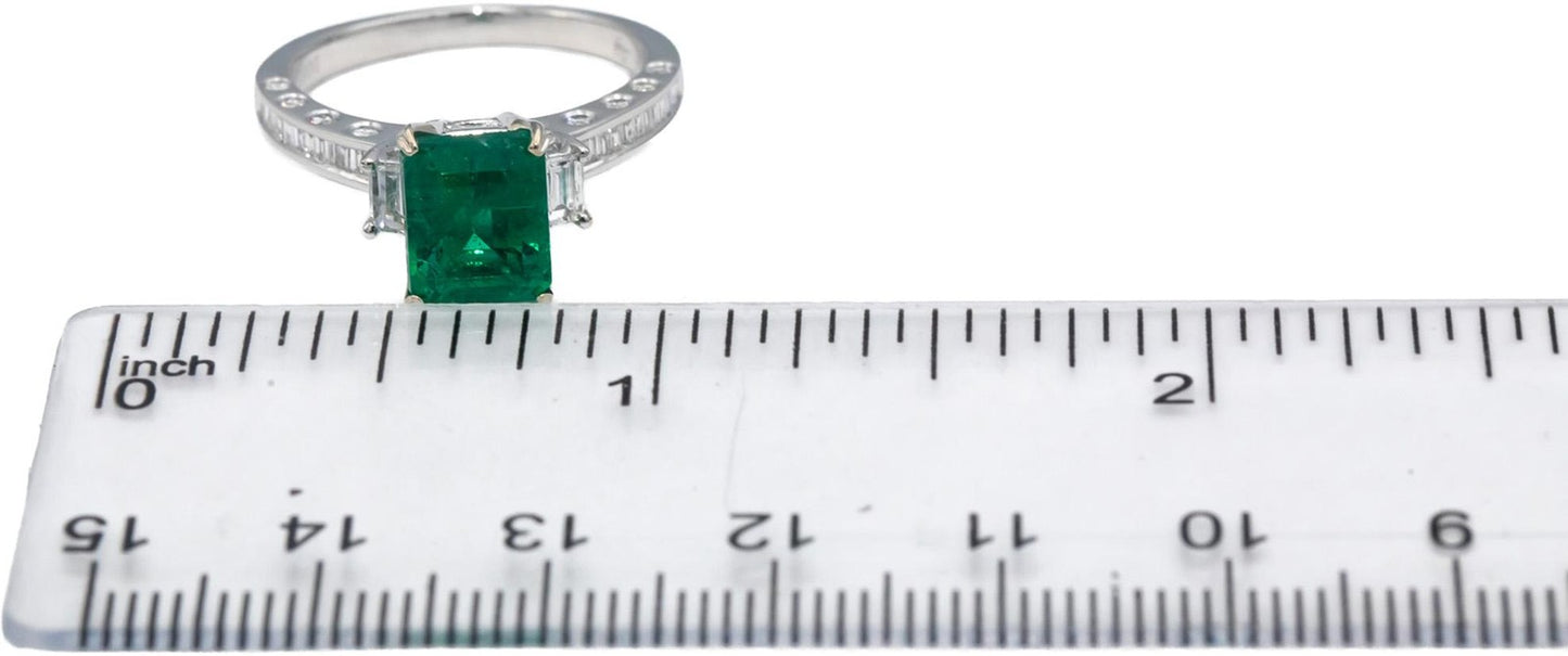 2.29ct Octagonal Emerald Diamond Cocktail Ring — GIA Certified, 18k White Gold
