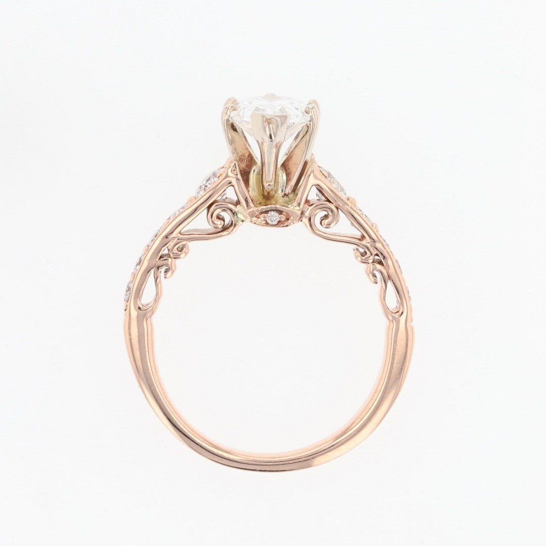 1.24ct Pear Brilliant Diamond Solitaire with Accents Ring — GIA Certified, 14k Rose Gold