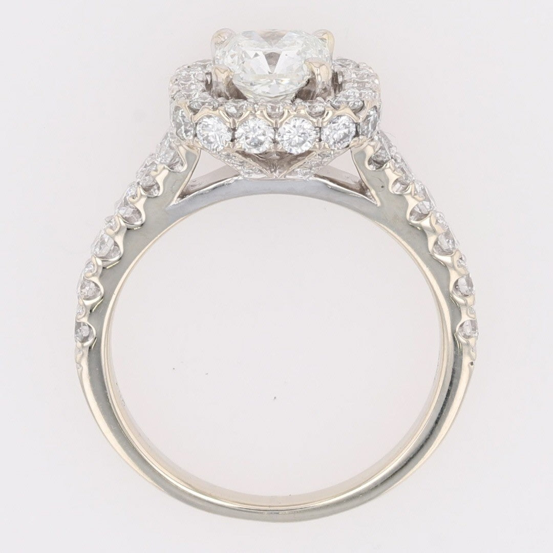 1.02ct Cushion Diamond Halo Engagement Ring — GIA Certified, 14k White Gold