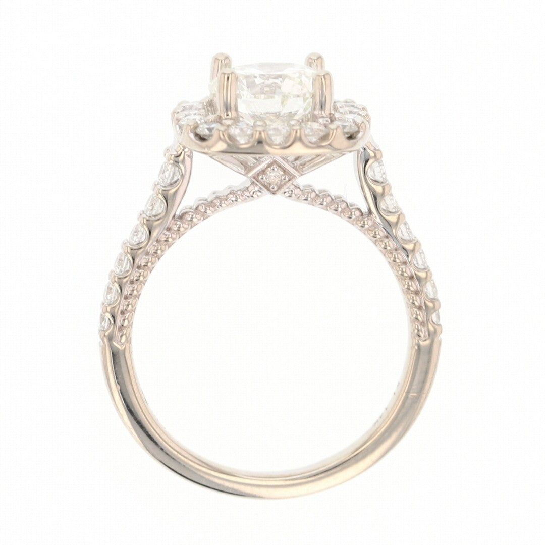 1.22ct Round Brilliant Diamond Halo Engagement Ring — GIA Certified, 14k White Gold