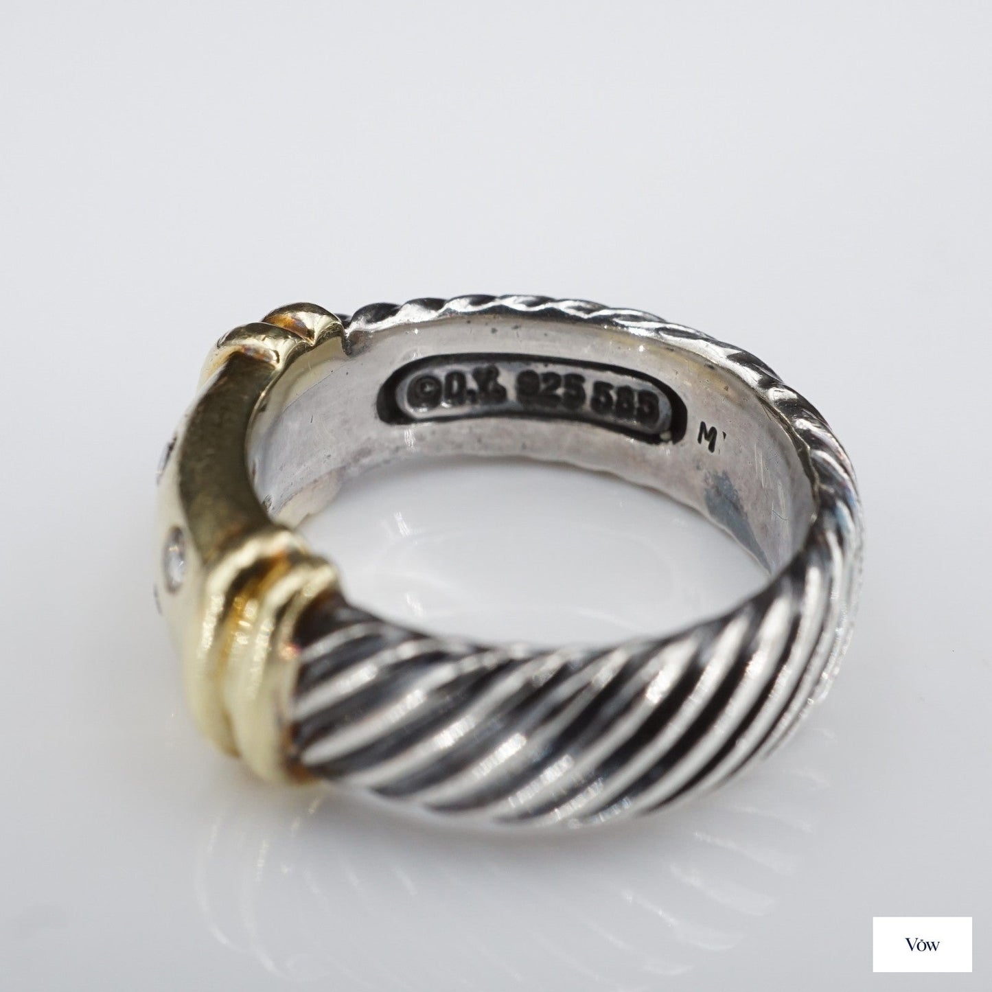 David Yurman Metro Ring — Natural Diamonds, 14k Yellow Gold & Sterling Silver — Authentic Pre-Owned