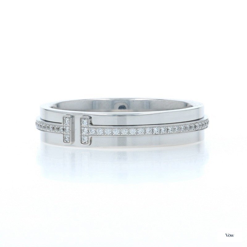Tiffany & Co. T Narrow Diamond Band — 0.13ct Round, 18k White Gold — Authentic Pre-Owned