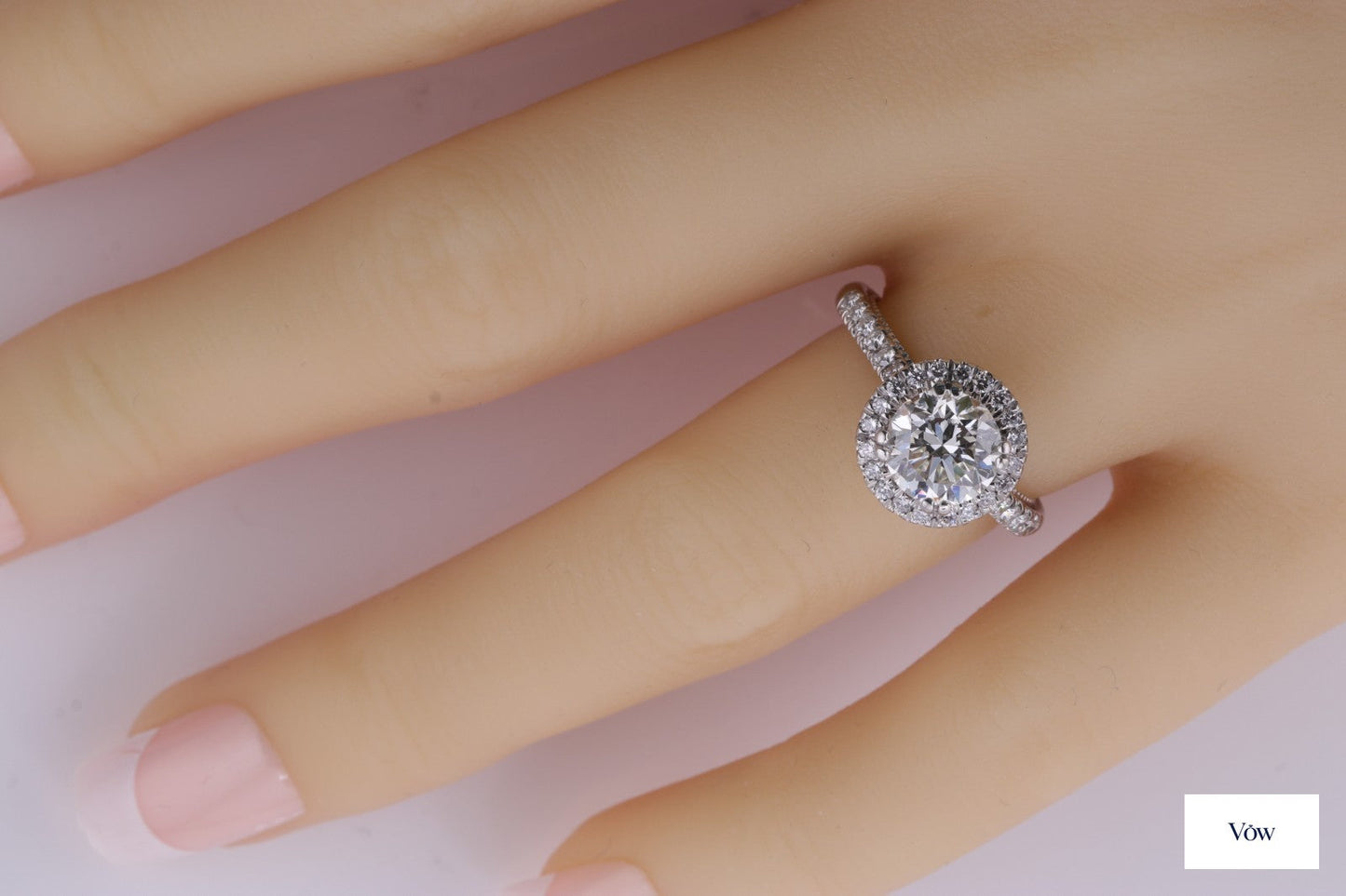 Verragio Platinum Halo Diamond Ring — 1.43-1.58ct Round — Authentic Pre-Owned