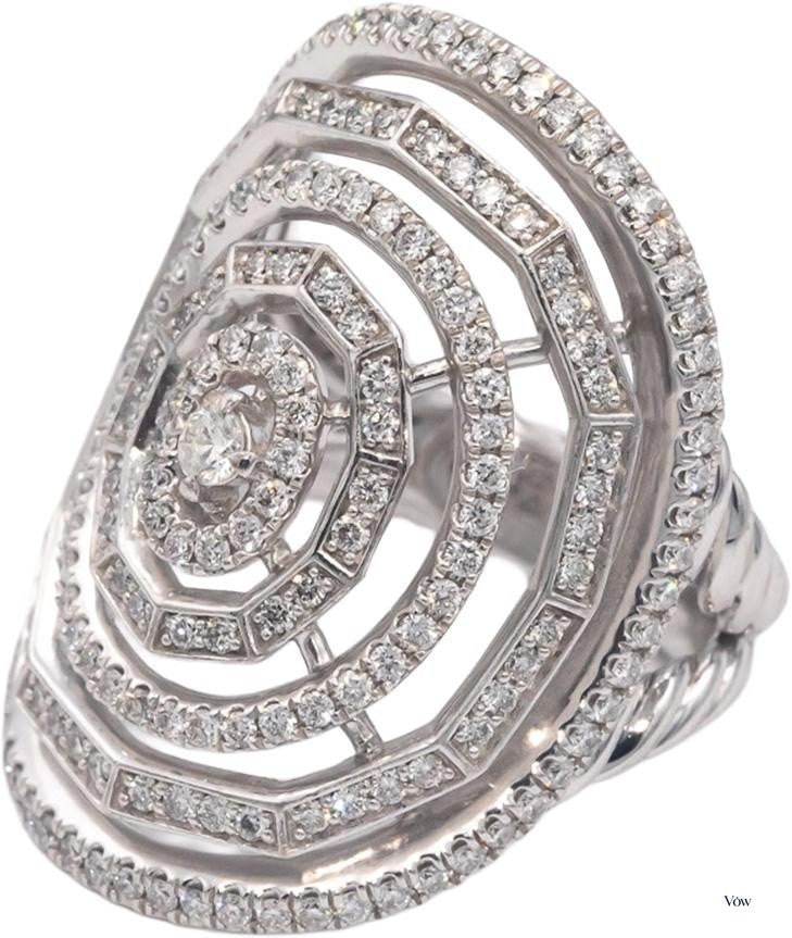 David Yurman Diamond Stax Cocktail Ring — 1.05ct, 18k White Gold — Authentic Pre-Owned