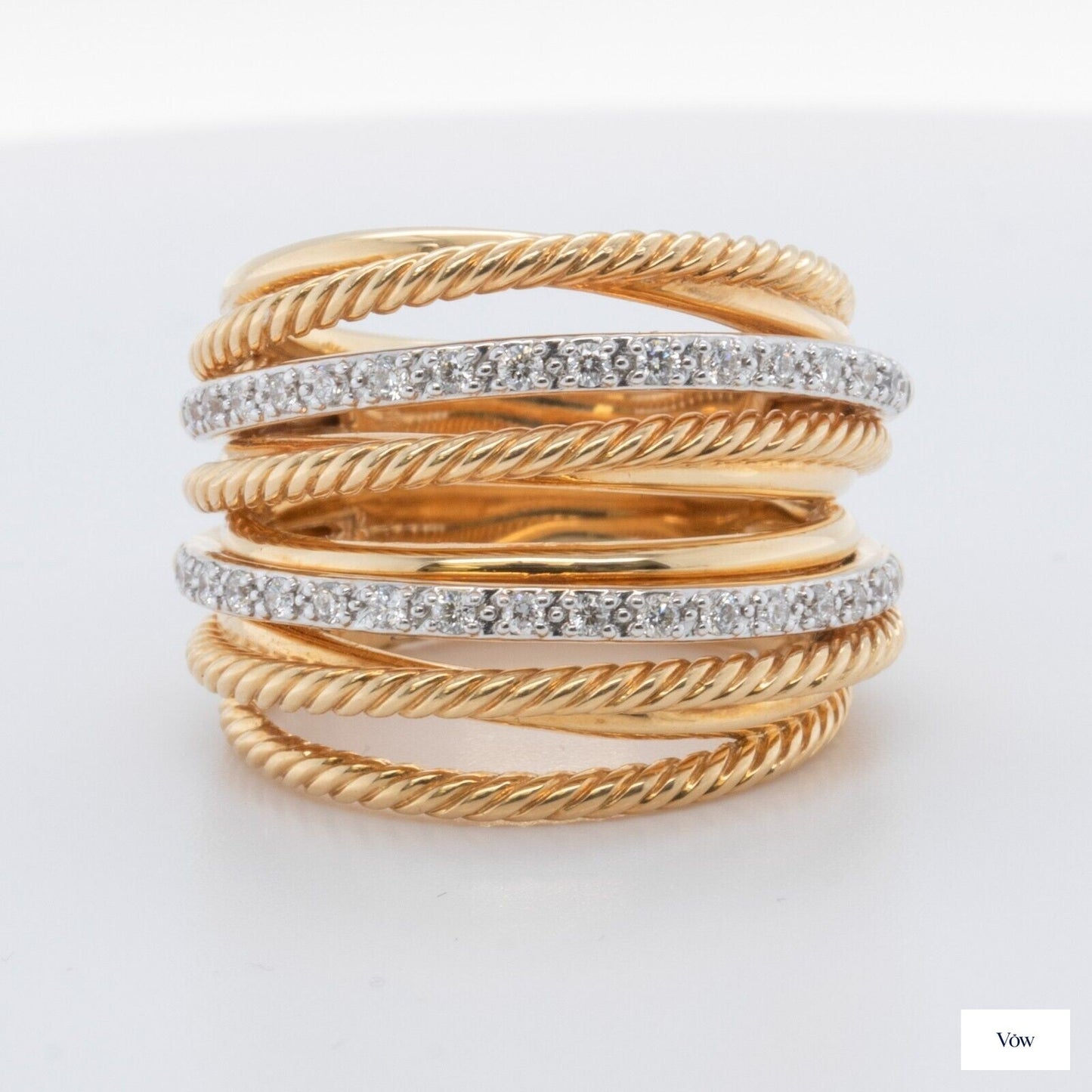 David Yurman Double Diamond Crossover — 0.33ct, 18k Yellow Gold — Authentic Pre-Owned