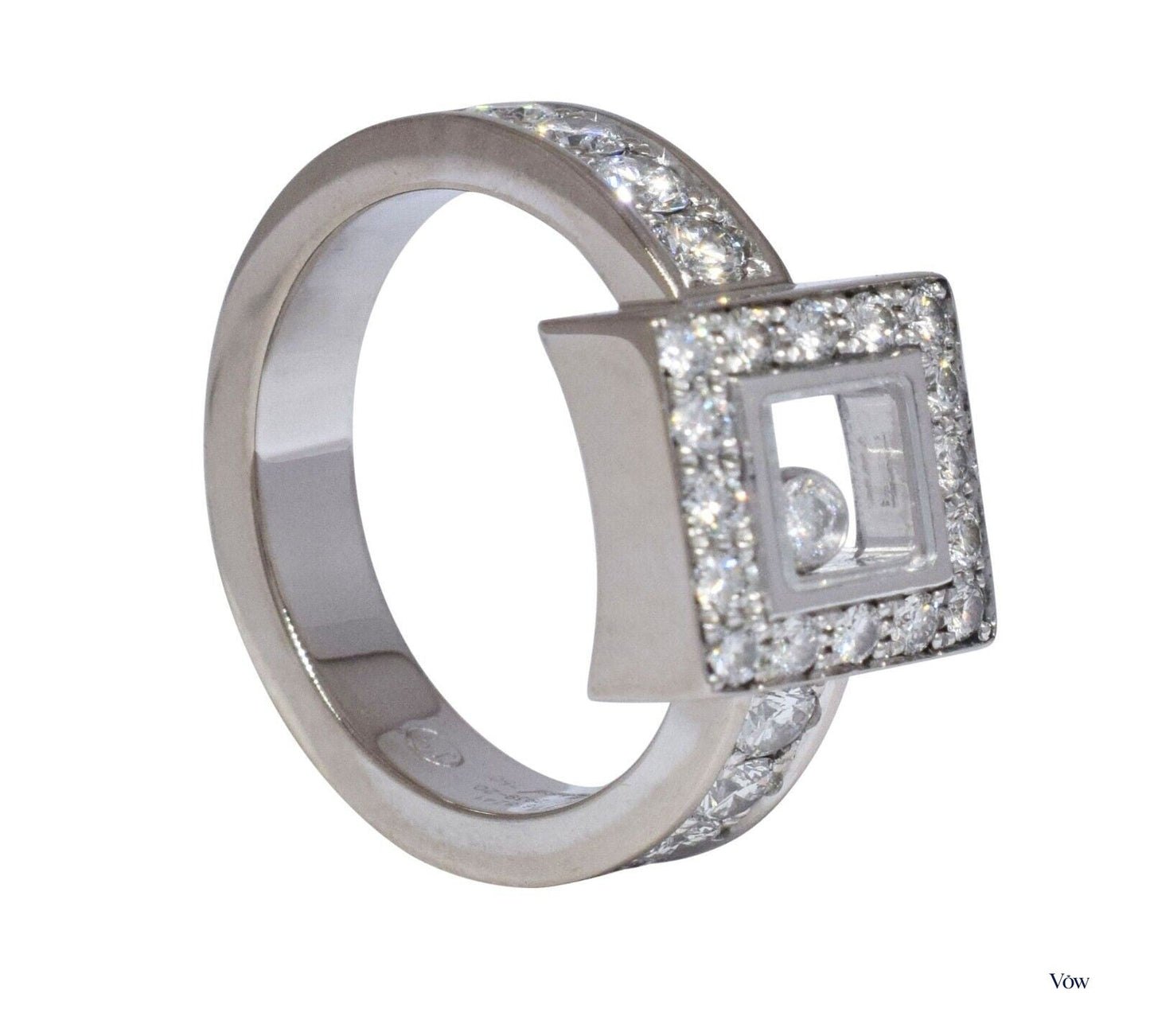 Chopard Happy Diamonds Square — 0.82ct, 18K White Gold — Authentic Pre-Owned