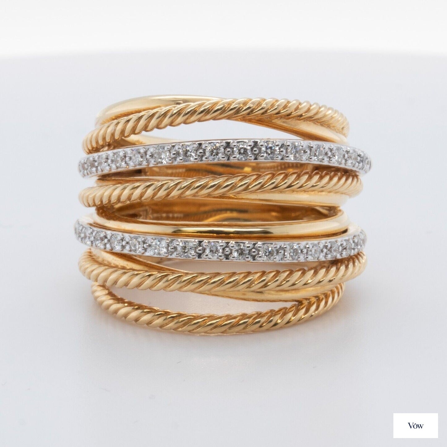 David Yurman Double Diamond Crossover — 0.33ct, 18k Yellow Gold — Authentic Pre-Owned