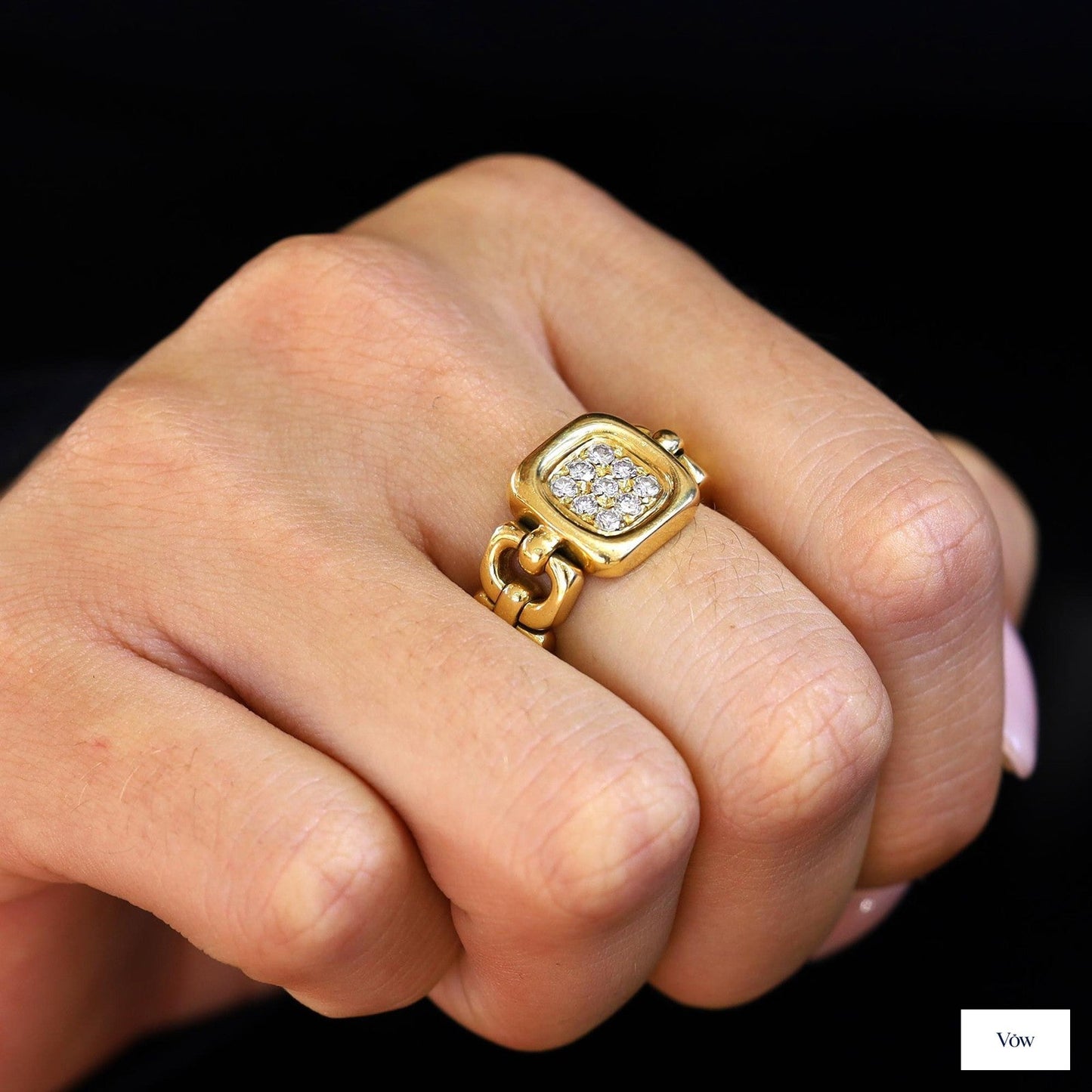Van Cleef & Arpels Diamond Link Ring — 0.50ct, 18k Yellow Gold — Authentic Pre-Owned