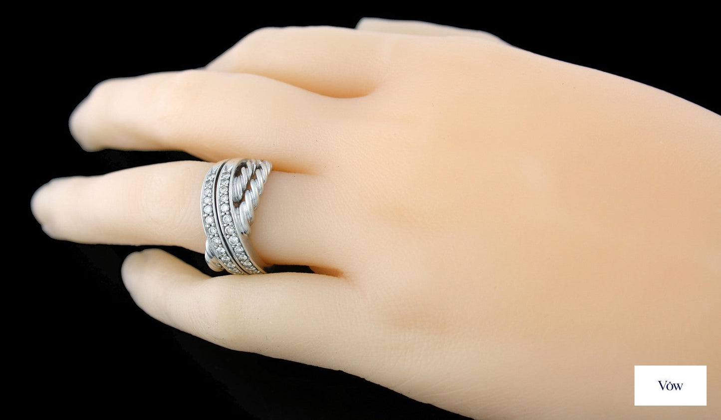 David Yurman Crossover Diamond Ring — Sterling Silver, Size 6.25 — Authentic Pre-Owned