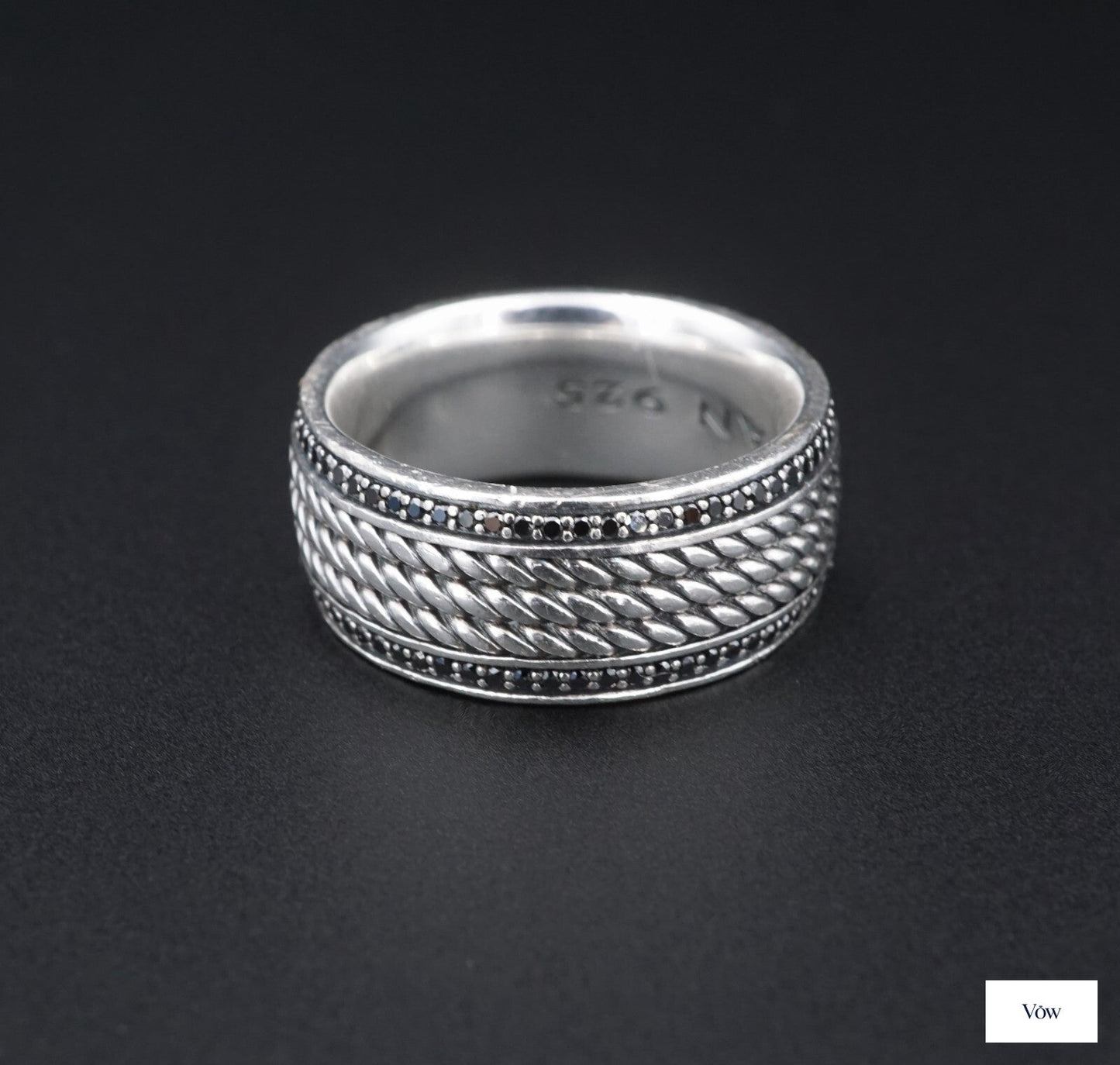 David Yurman Sterling Silver Ring — Black Diamond Statement — Authentic Pre-Owned
