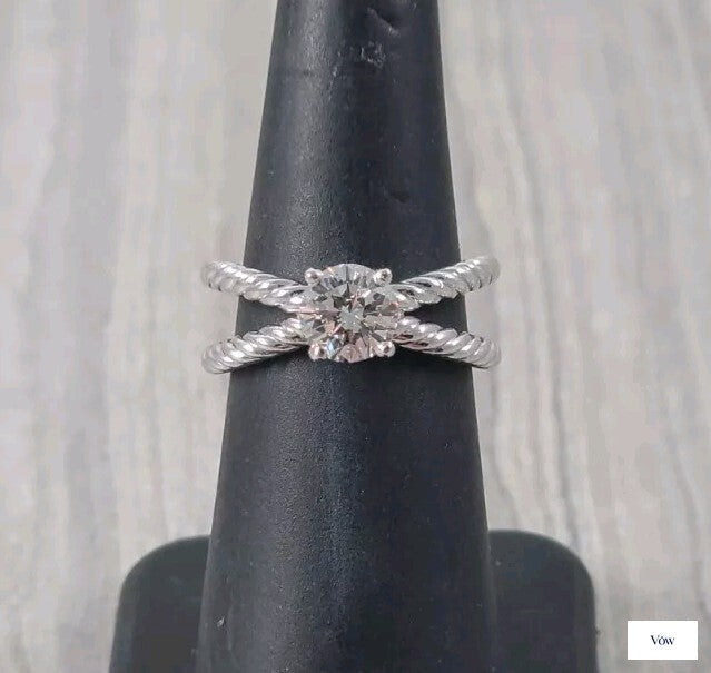 David Yurman Crossover Cable — 1.00ct Round Diamond Platinum Ring — Authentic Pre-Owned