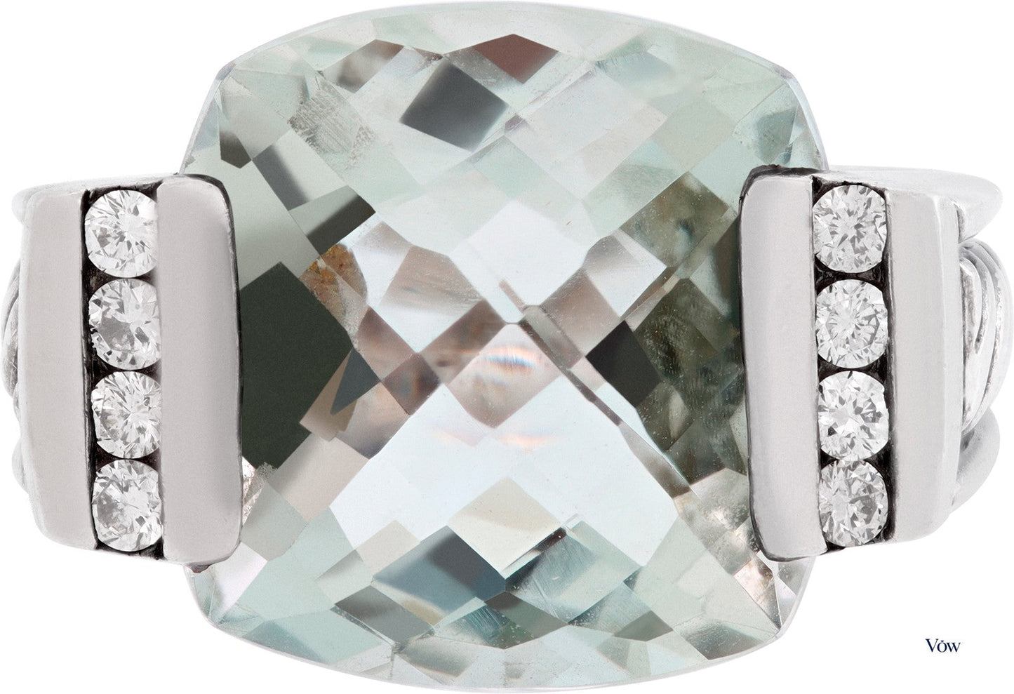 David Yurman Prasiolite & Diamond Ring — Sterling Silver — Authentic Pre-Owned