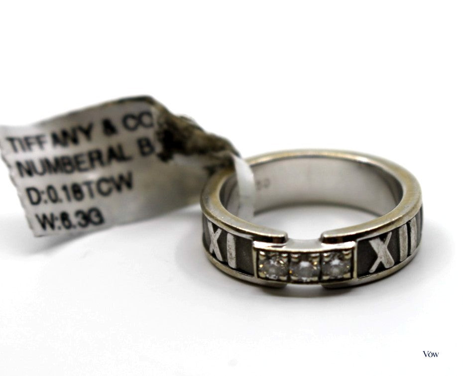 Tiffany & Co. Atlas Diamond Band — 0.18ct, 18k White Gold — Authentic Pre-Owned