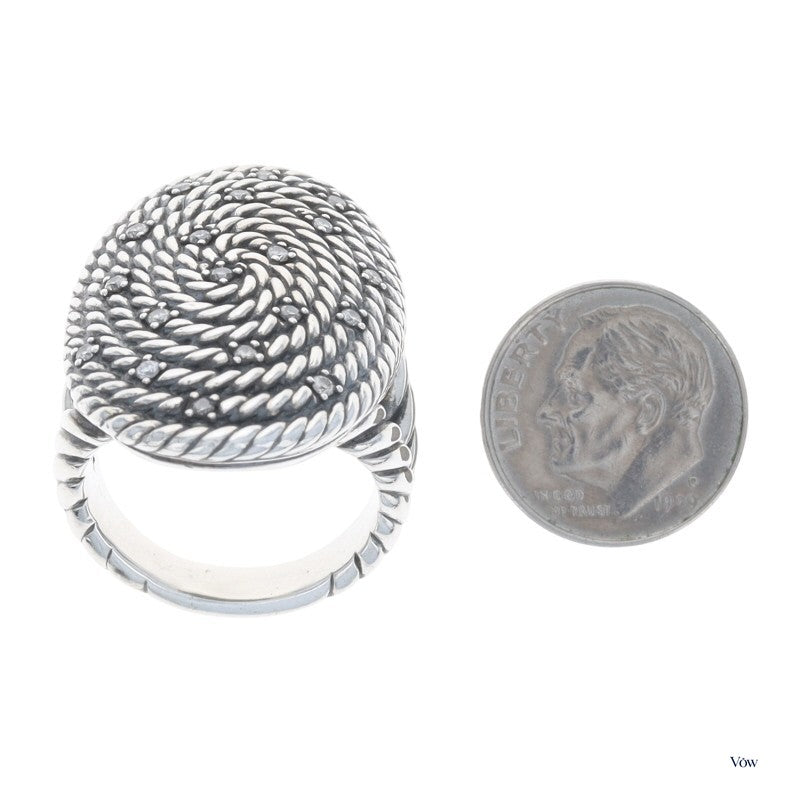 David Yurman Midnight Melange Cable Coil — 0.28ct Diamond, Sterling Silver — Authentic Pre-Owned