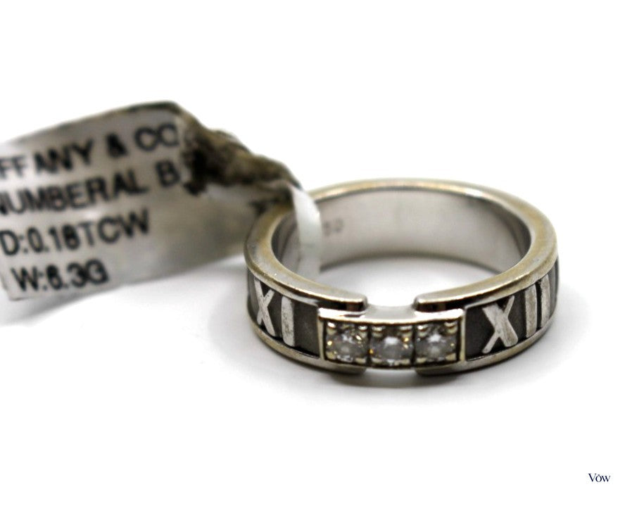 Tiffany & Co. Atlas Diamond Band — 0.18ct, 18k White Gold — Authentic Pre-Owned