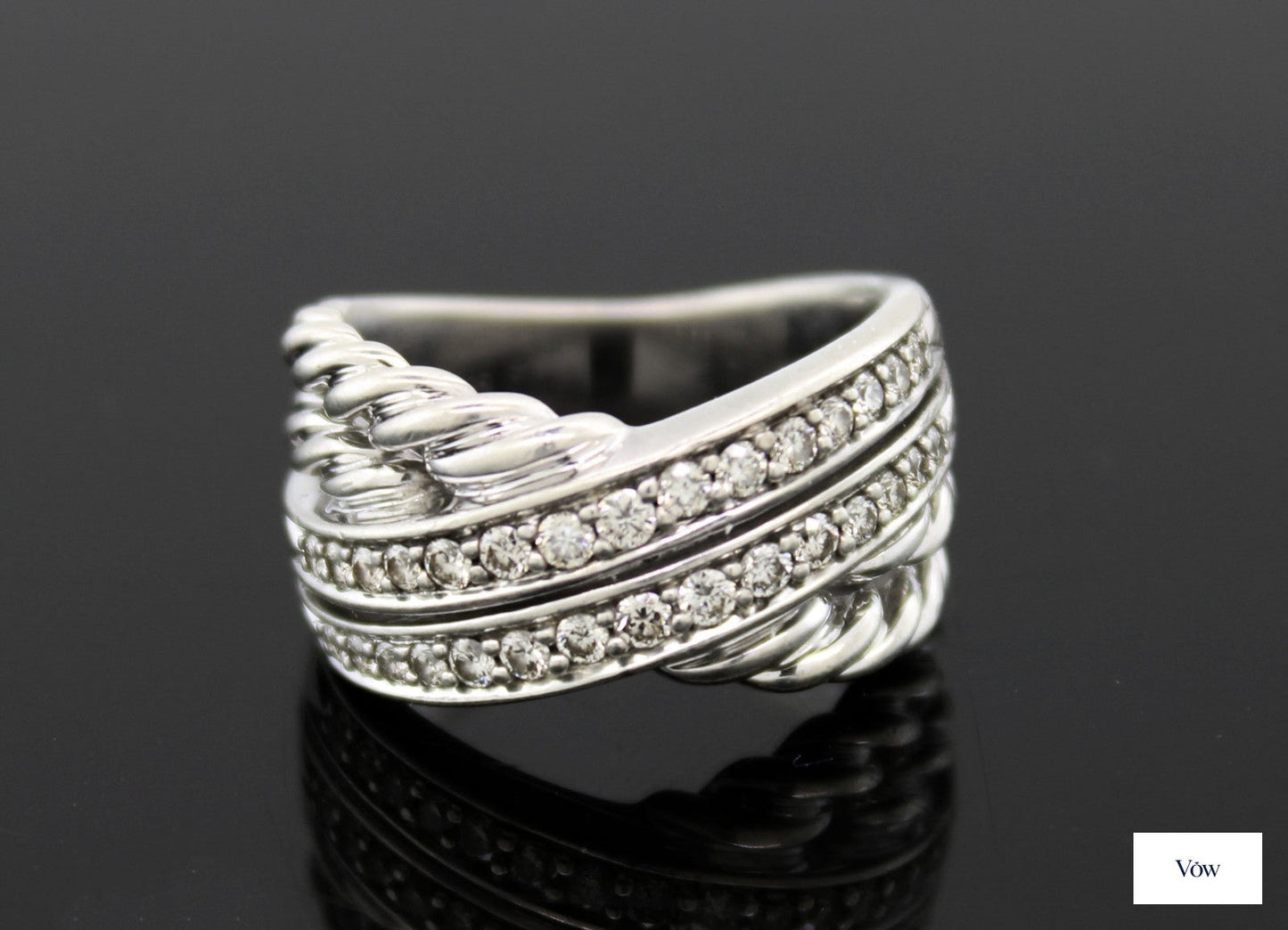 David Yurman Crossover Diamond Ring — Sterling Silver, Size 6.25 — Authentic Pre-Owned