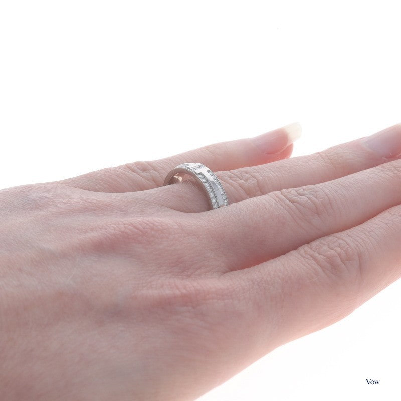 Tiffany & Co. T Narrow Pave Diamond Band — 0.45ct Round, 18k White Gold — Authentic Pre-Owned