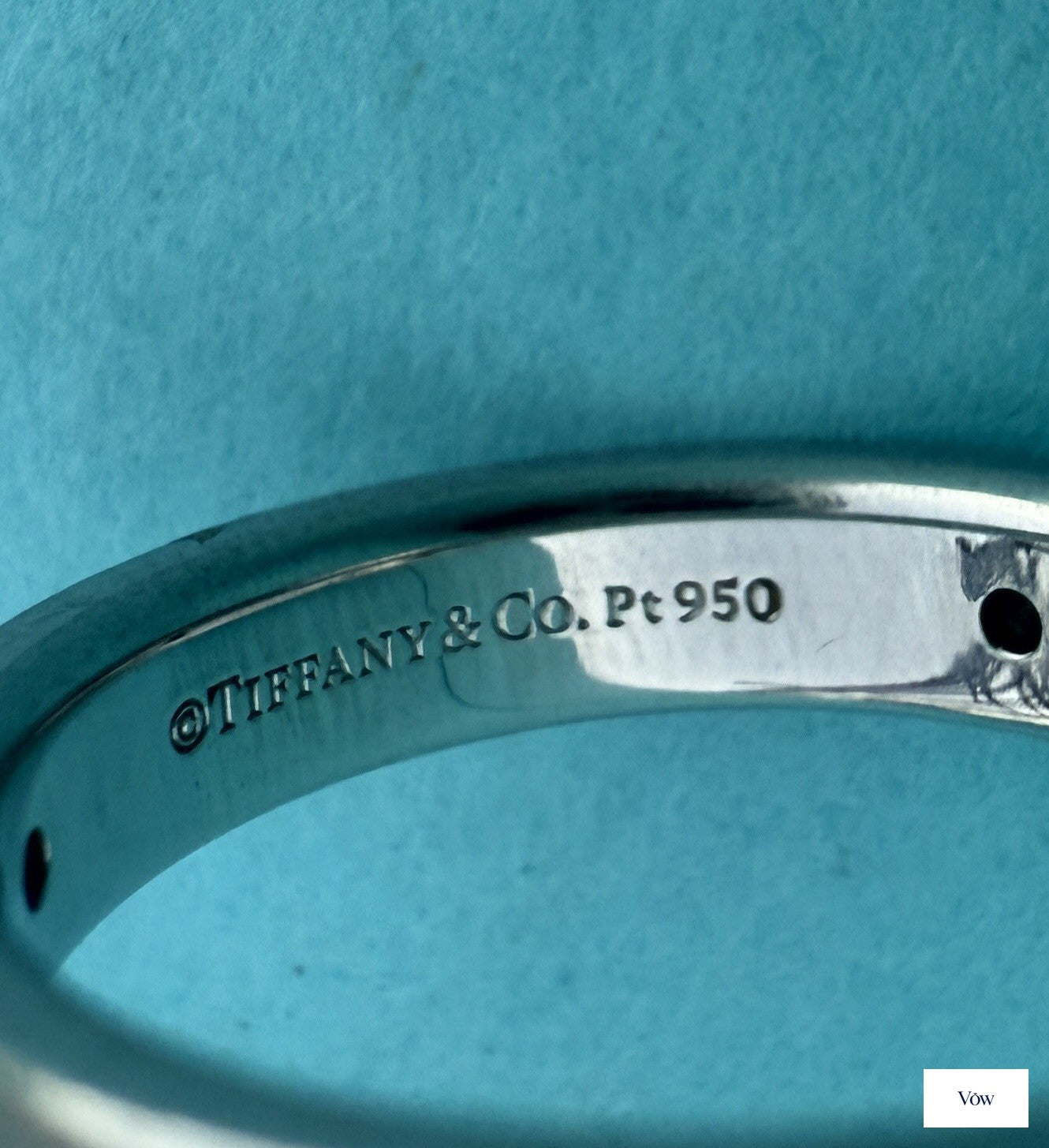 Tiffany & Co. Platinum Logo Band Ring — 3 Diamonds, Size 5.75 — Authentic Pre-Owned