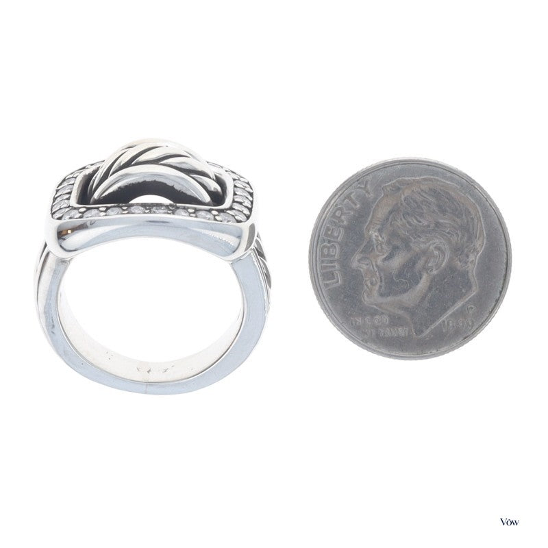 David Yurman Buckle Halo — 0.65ct Round Diamond, Sterling Silver — Authentic Pre-Owned