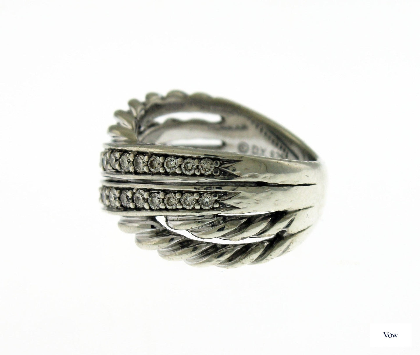 David Yurman Crossover Diamond Ring — Sterling Silver, Size 6.25 — Authentic Pre-Owned