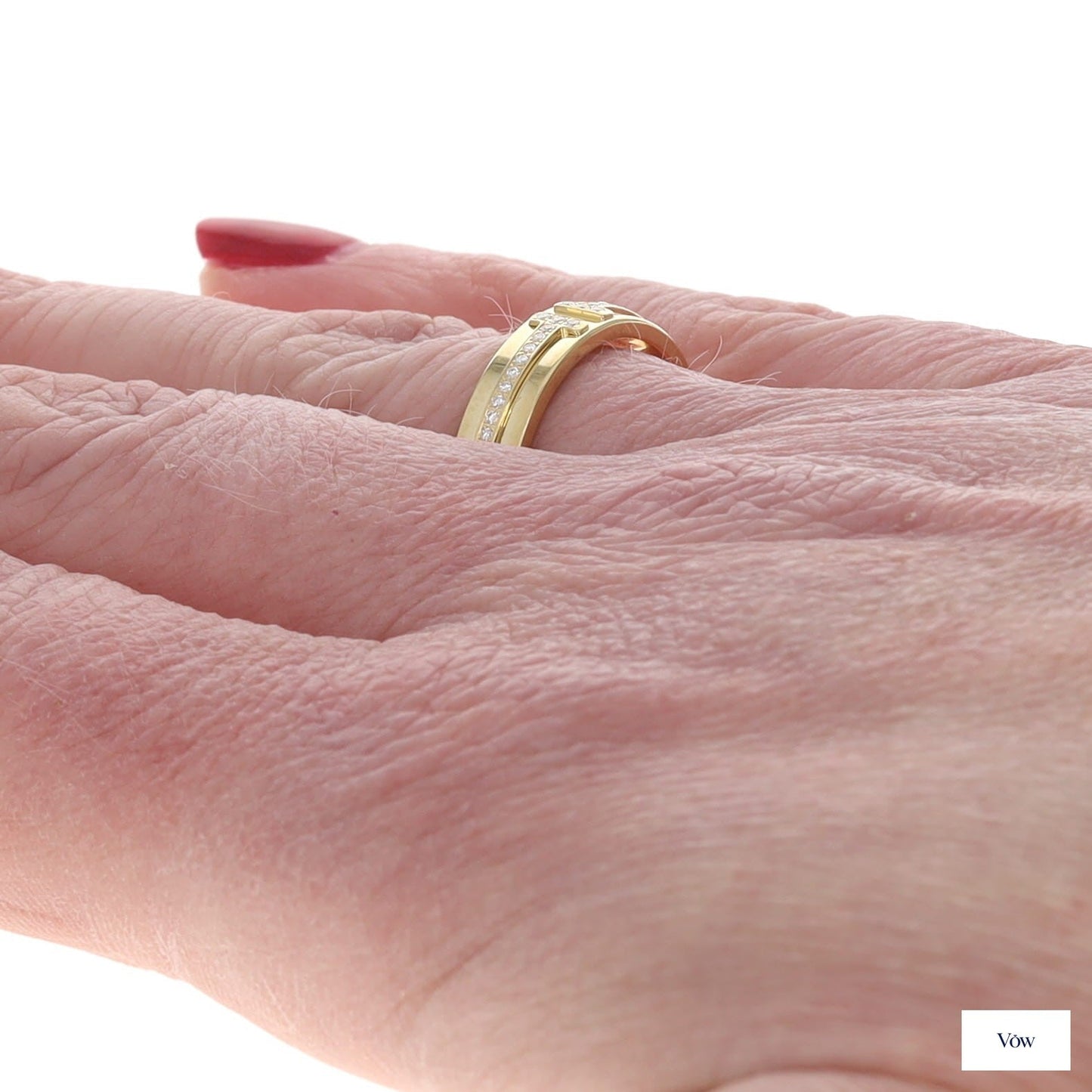 Tiffany & Co. T Narrow Band — 0.13ct Round Diamond, 18k Yellow Gold — Authentic Pre-Owned