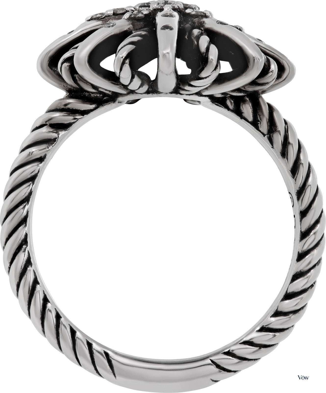 David Yurman Starburst Ring — Sterling Silver with Diamonds — Authentic Pre-Owned