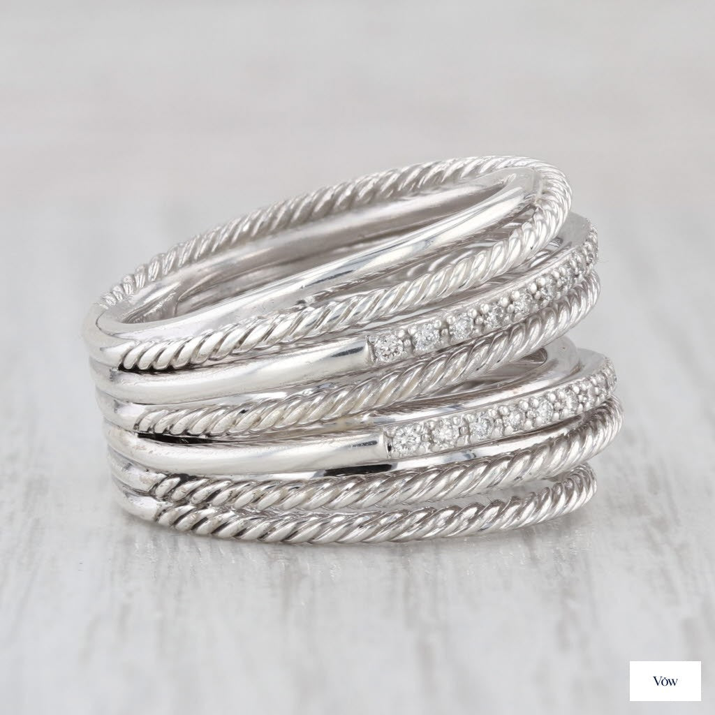 David Yurman Crossover Ring — 0.30ct Diamond, Sterling Silver — Authentic Pre-Owned