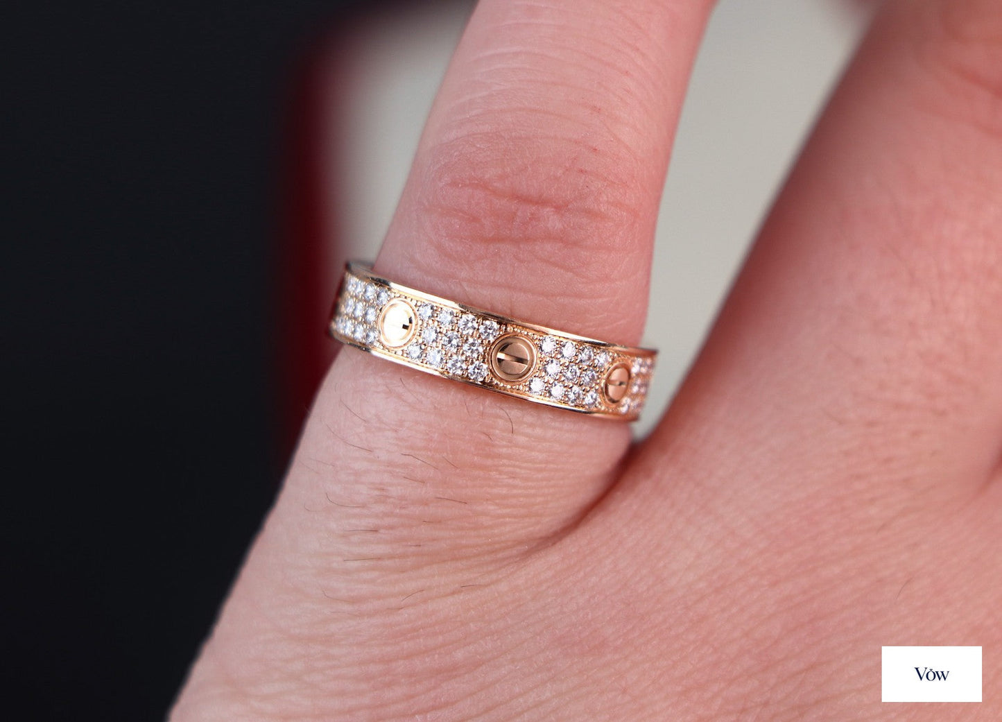 Cartier Love Ring — 0.31ct Round Pavé, 18K Rose Gold — Authentic Pre-Owned