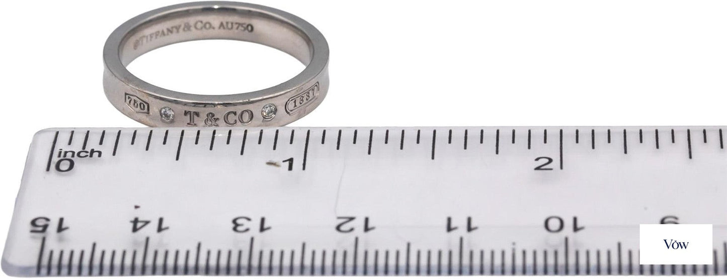 Tiffany & Co. 1837 Band Ring — 0.03ct Round Diamond, 18k White Gold — Authentic Pre-Owned