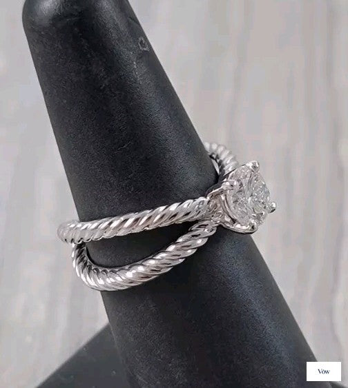 David Yurman Crossover Cable — 1.00ct Round Diamond Platinum Ring — Authentic Pre-Owned