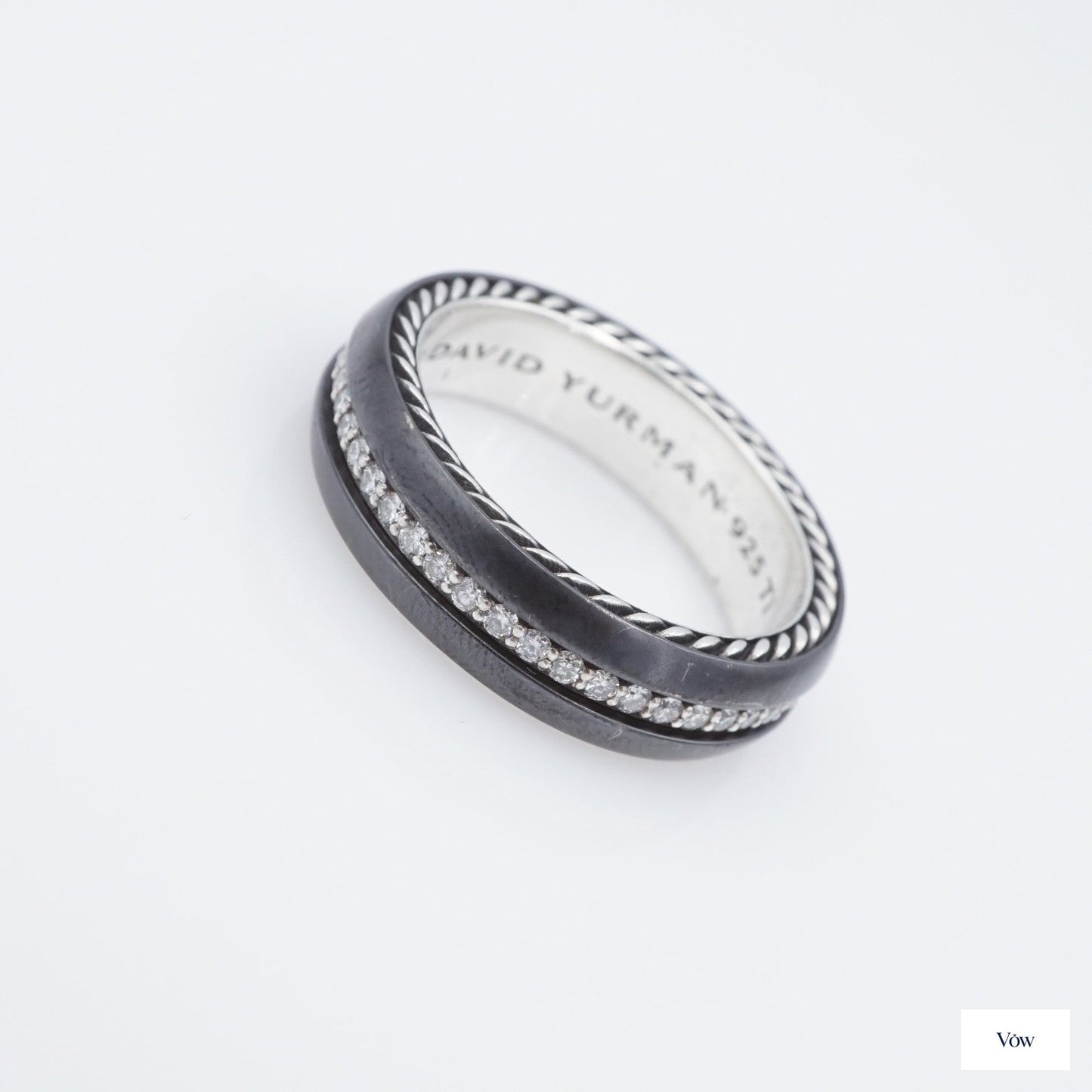 David Yurman Streamline Diamond Ring — Sterling Silver & Titanium — Authentic Pre-Owned